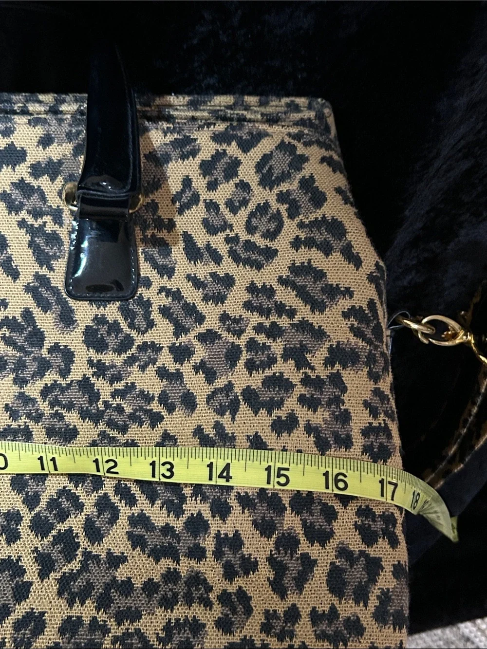 Diane Von Furstenberg Leopard Print Satchel with Black Patent Handles